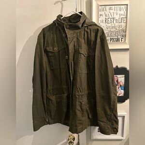 Old Navy Men's Military Style Jacket - Dark Green Large